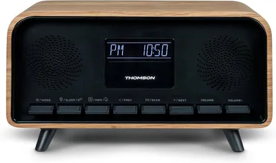 Radio despertador retro Thomson CT600 con altavoz Bluetooth 30 W Madera