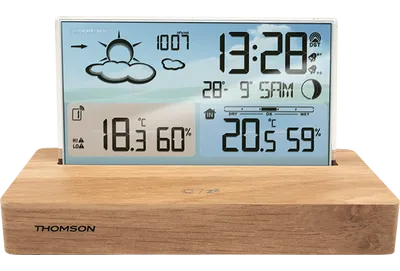 THOMSON ALARM-CLOCK + WEATHER STATION AND WIRELESS SENSOR WOOD FINISH CT600
