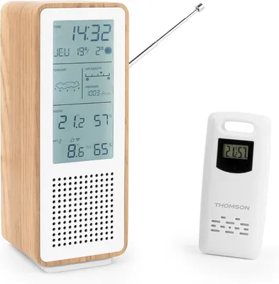 Altavoz Bluetooth con estación meteorológica Thomson WS102TWH 15 W Madera y blanco