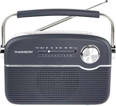 Radio retro Thomson RTS450BTG FM con altavoz Bluetooth y carga solar Gris y blanco