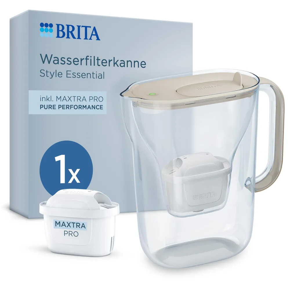 Jarra filtradora Brita Style Essential 2,4 L Arena con 4 filtros Maxtra Pro