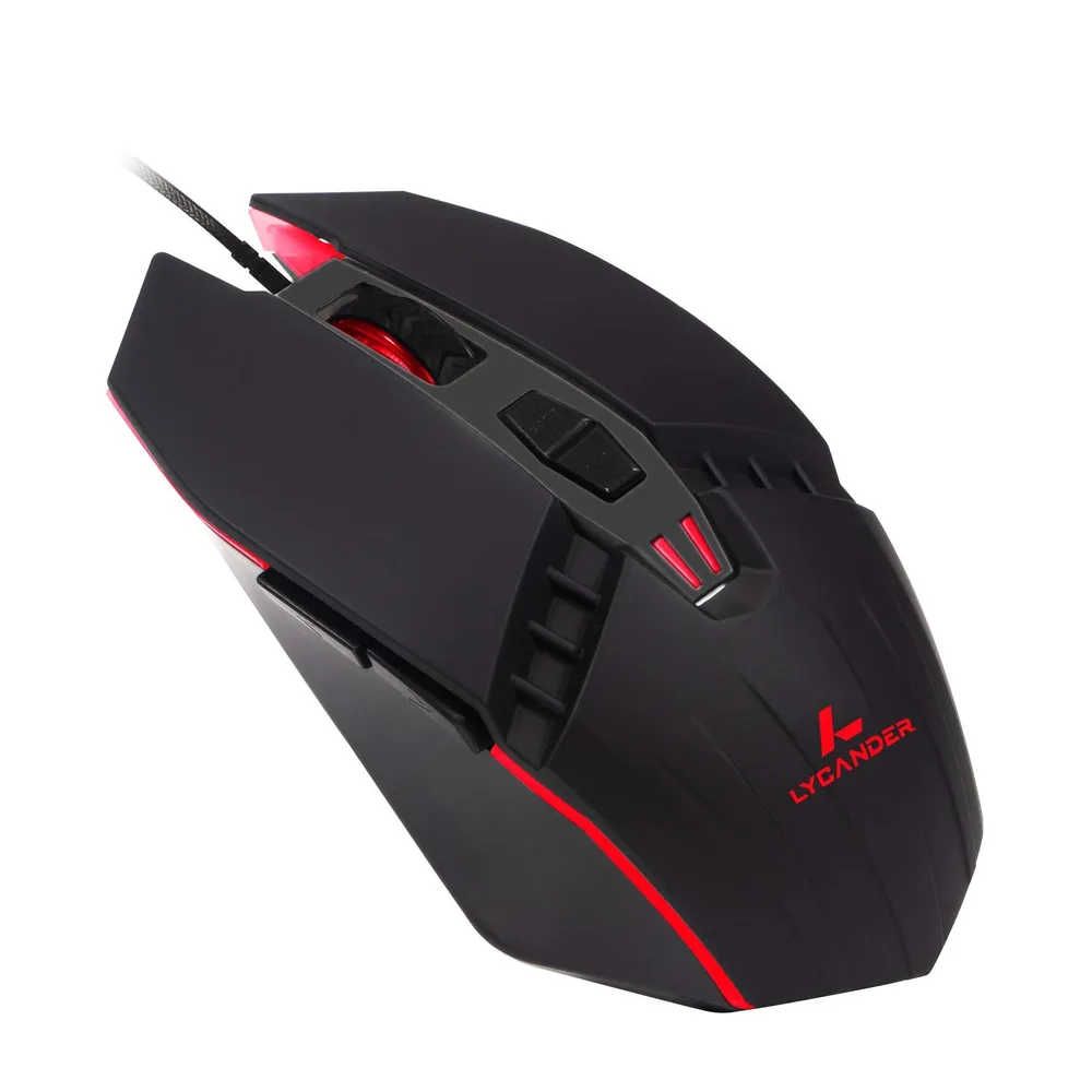 Ratón gaming Lycander LMC378 con cable USB 1,5 m Negro/Rojo