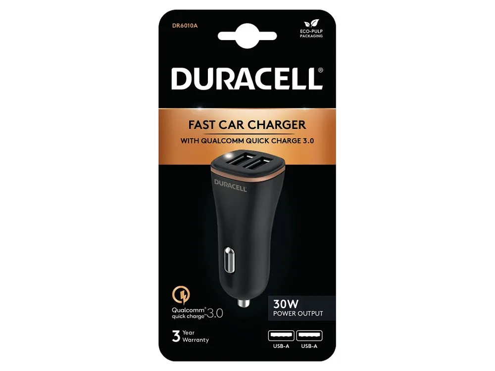 Cargador de coche Duracell 2 USB-A 4,8 A DR6010A Negro