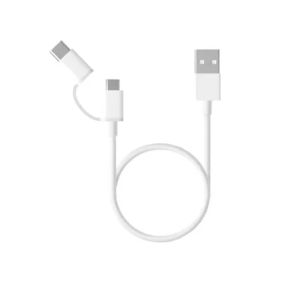 Cable Xiaomi Mi 2 en 1 USB a Micro-USB con adaptador USB-C 1 m Blanco