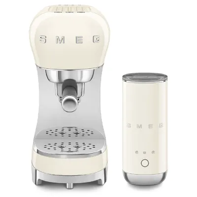 SMEG ESPRESSO COFFEE MACHINE 50'STYLE CREAM ECF12CREU + MFF02