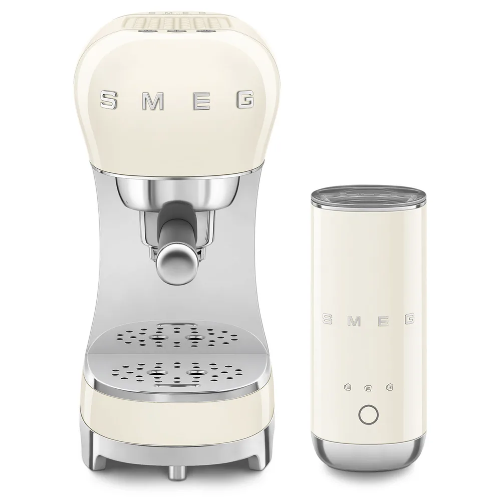 SMEG ESPRESSO COFFEE MACHINE 50'STYLE CREAM ECF12CREU + MFF02