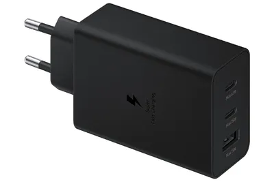 Cargador de pared Samsung 65 W con 2 USB-C y 1 USB-A Negro