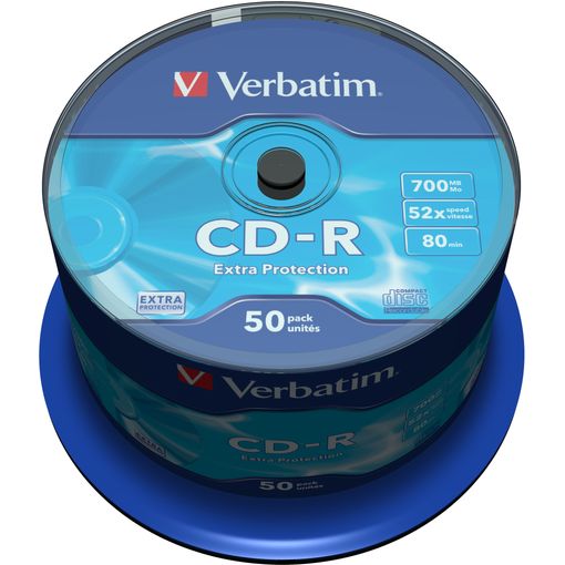 'VERBATIM CD-R 700MB 52X 50 PACK SPINDLE EXTRA PROTECTION SURFACE 43351'