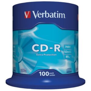 'VERBATIM CD-R 700MB 52X 100 PACK SPINDLE EXTRA PROTECTION SURFACE 43411'