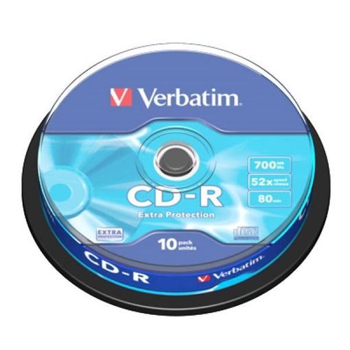 'VERBATIM CD-R 700MB 52X 10 PACK SPINDLE SUPERFICIE EXTRA PROTECTION 43437'