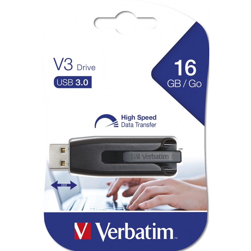 'VERBATIM PENDRIVE V3 16GB RETRACTIL USB 3.2 BLACK'