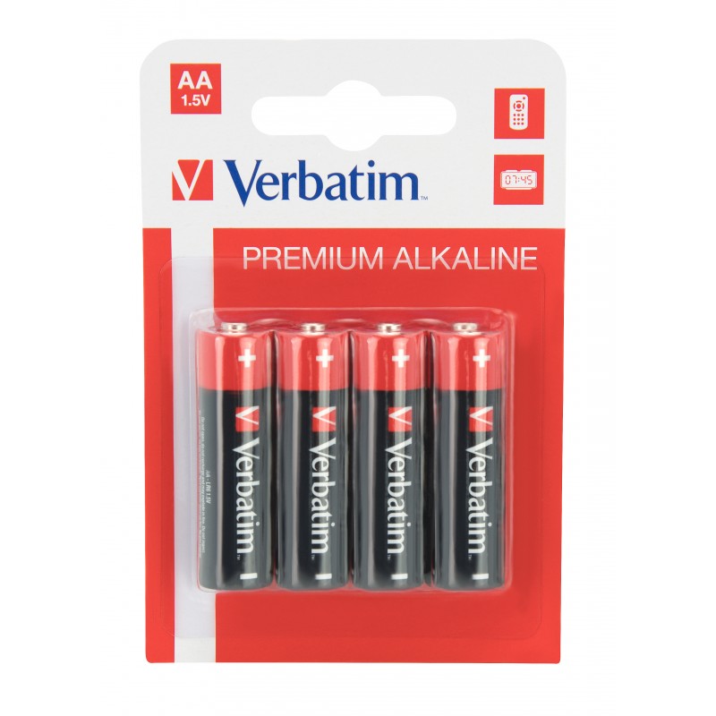 'VERBATIM ALKALINE BATTERIES AA LR06 4 PCS PACK 49921'