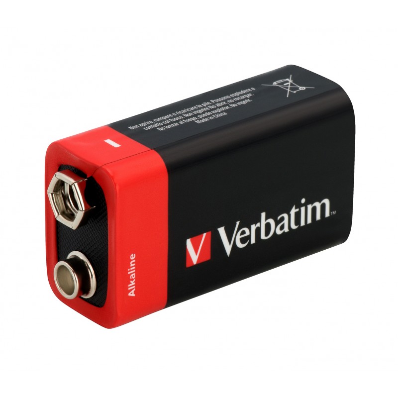 'VERBATIM ALKALINE BATTERIES 9V 6LR61 1 PC PACK 49924'