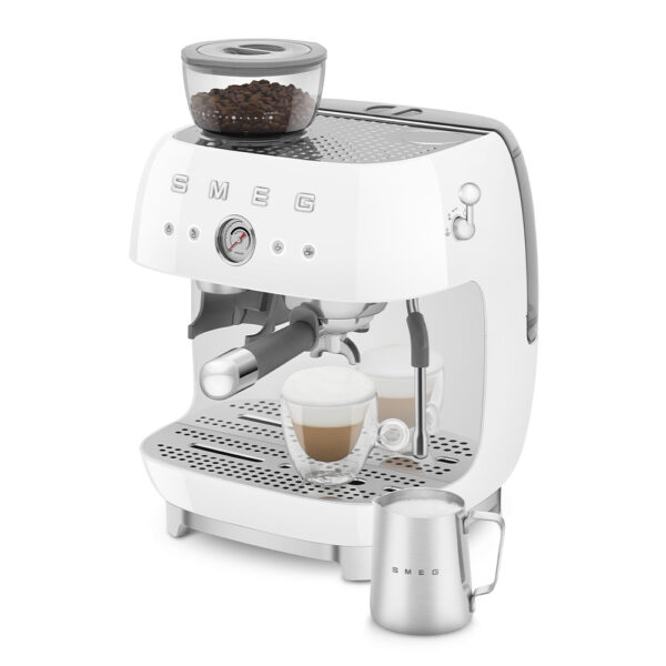 SMEG ESPRESSO MACHINE 50'STYLE WITH INTEGRATED GRINDER WHITE EGF03WHEU - Imagen 2