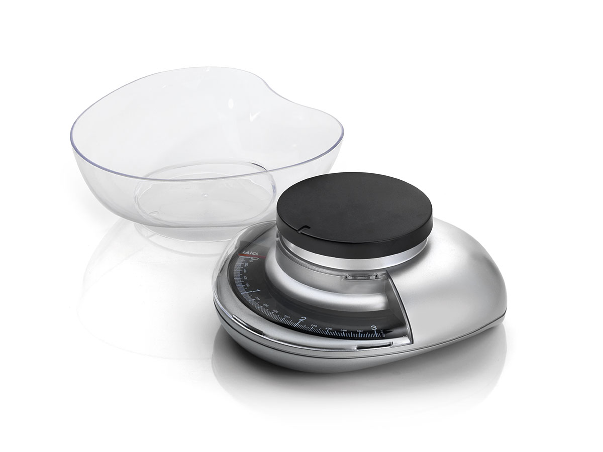 LAICA KITCHEN SCALE MECHANICAL ITALIAN DESIGN LARGE BOWL CHROME 3KG MAX LC7107